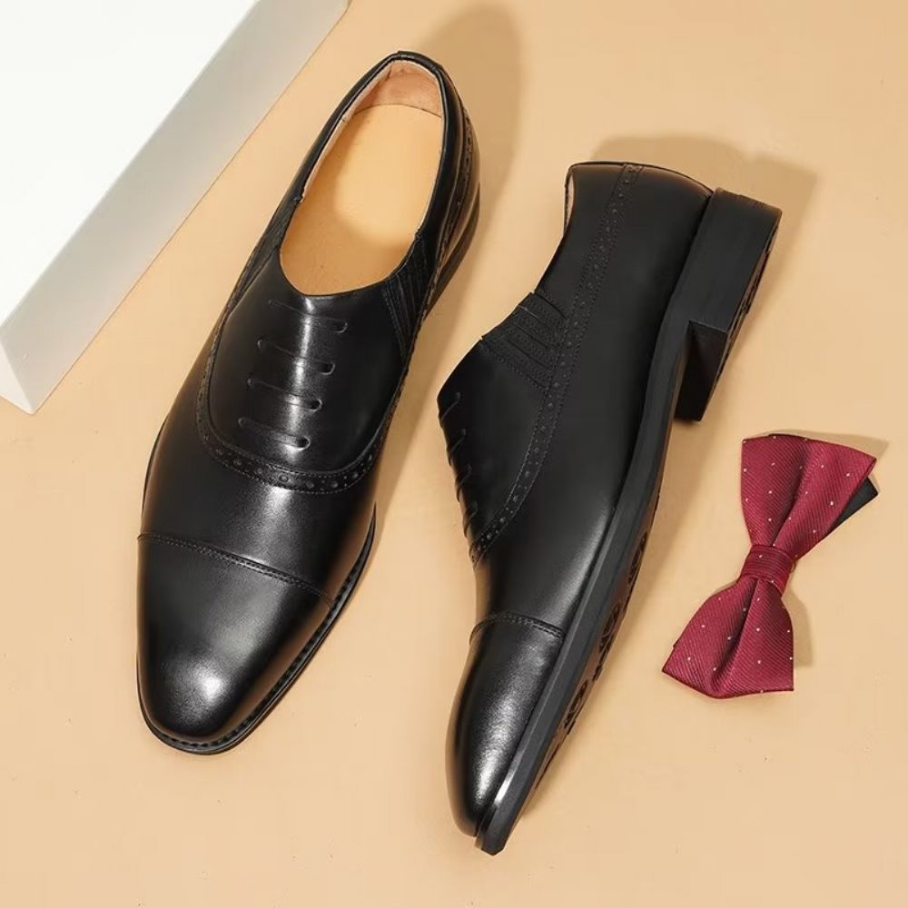 Chaussures Formelles Pour Hommes Habillées Luxe Cuir À Enfiler - Noir