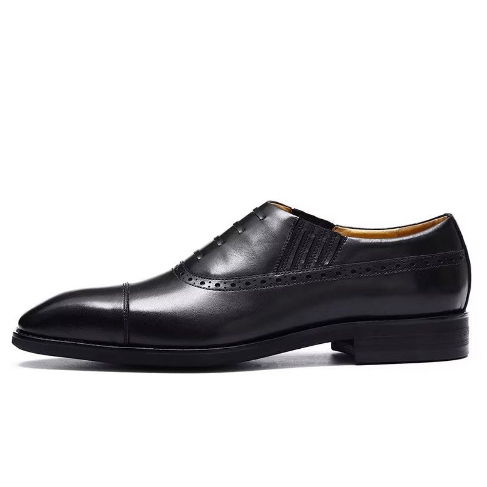 Chaussures Formelles Pour Hommes Habillées Luxe Cuir À Enfiler - Noir