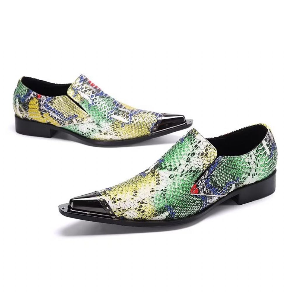 Chaussures Formelles Pour Hommes Habillées Luxe Cuir Exotique À Bout Pointu - Multicolore 1