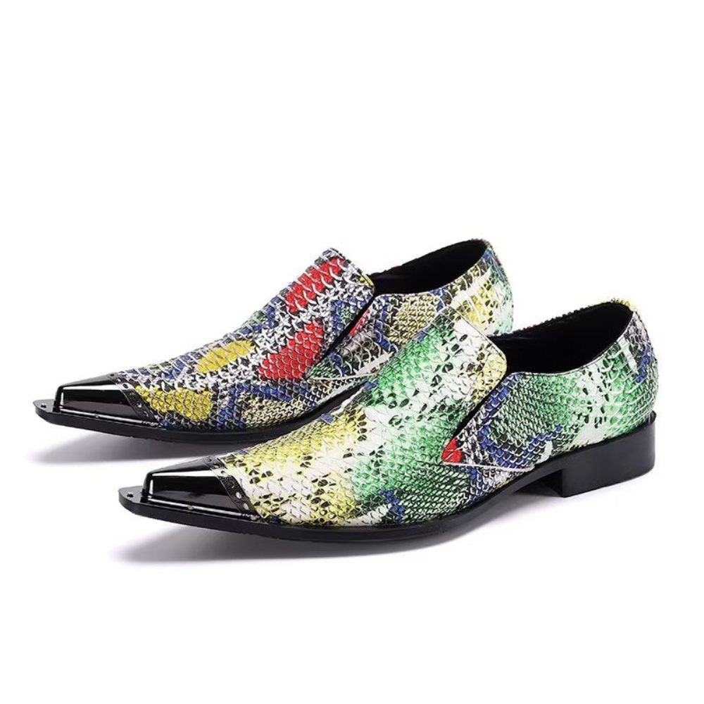 Chaussures Formelles Pour Hommes Habillées Luxe Cuir Exotique À Bout Pointu - Multicolore 1