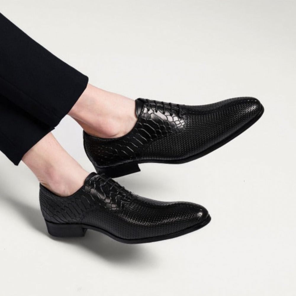 Chaussures Formelles Pour Hommes Habillées Luxe Opulentes À Bout Pointu - Noir