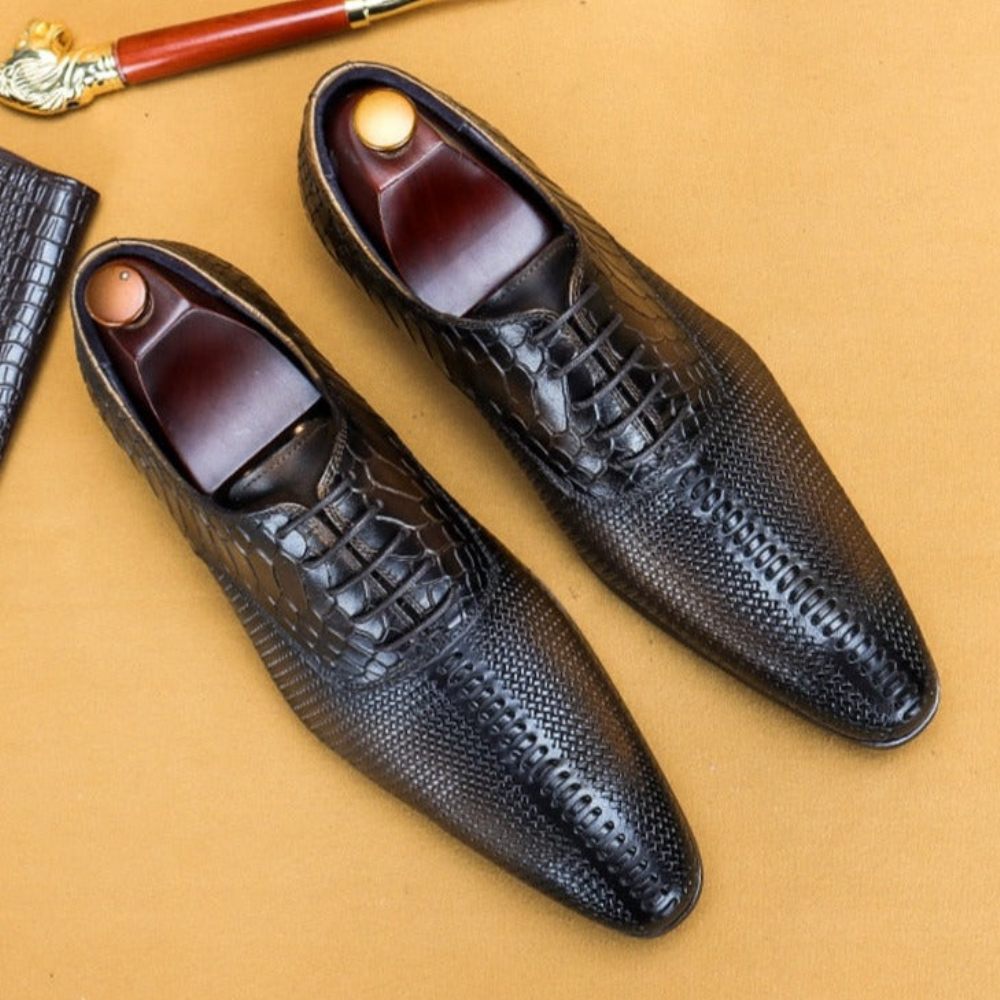 Chaussures Formelles Pour Hommes Habillées Luxe Opulentes À Bout Pointu - Noir