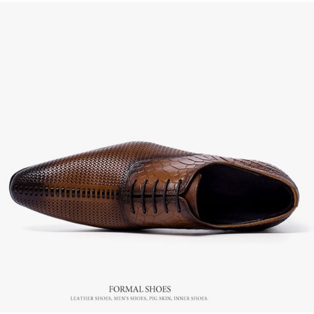 Chaussures Formelles Pour Hommes Habillées Luxe Opulentes À Bout Pointu - Café