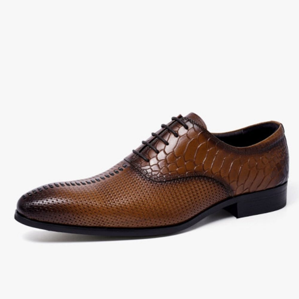 Chaussures Formelles Pour Hommes Habillées Luxe Opulentes À Bout Pointu - Café