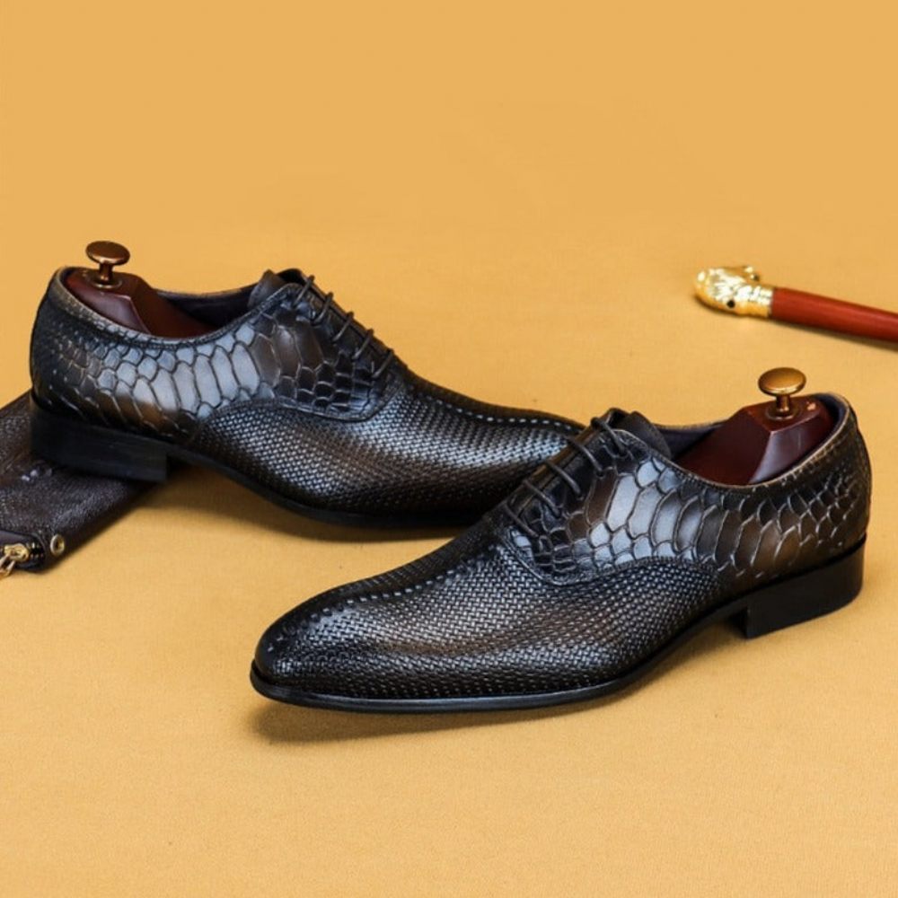 Chaussures Formelles Pour Hommes Habillées Luxe Opulentes À Bout Pointu - Marron