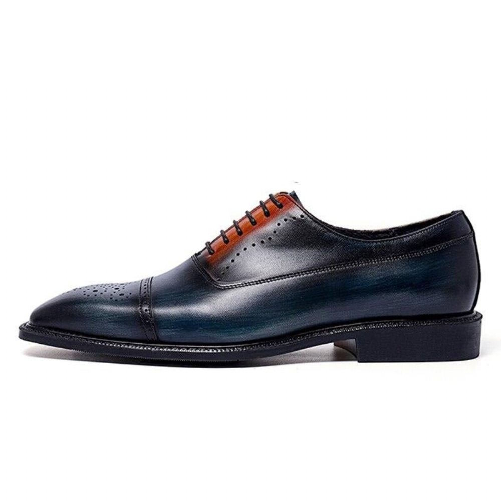 Chaussures Formelles Pour Hommes Habillées Marron Exotiques Brogue - Bleu