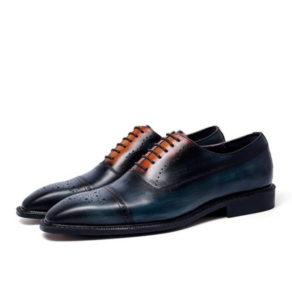 Chaussures Formelles Pour Hommes Habillées Marron Exotiques Brogue - Bleu