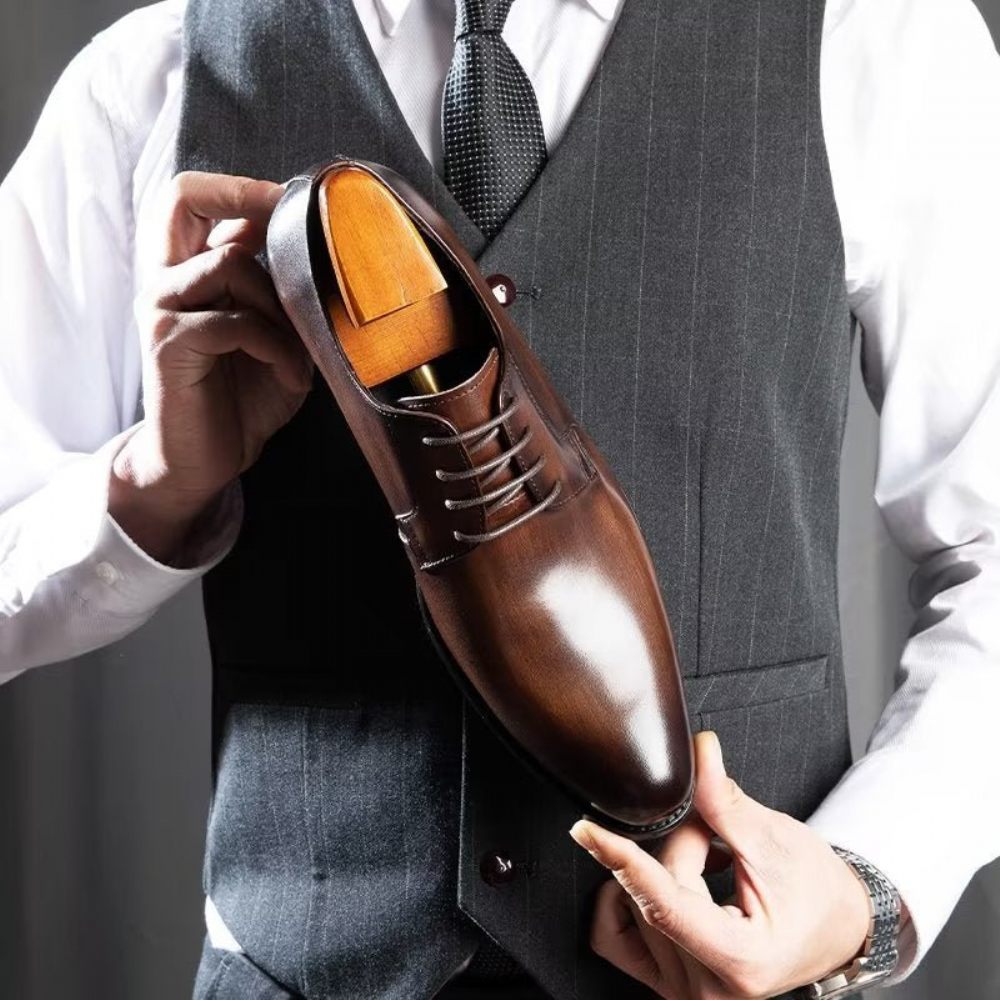 Chaussures Formelles Pour Hommes Habillées À Motif Exquis - Café