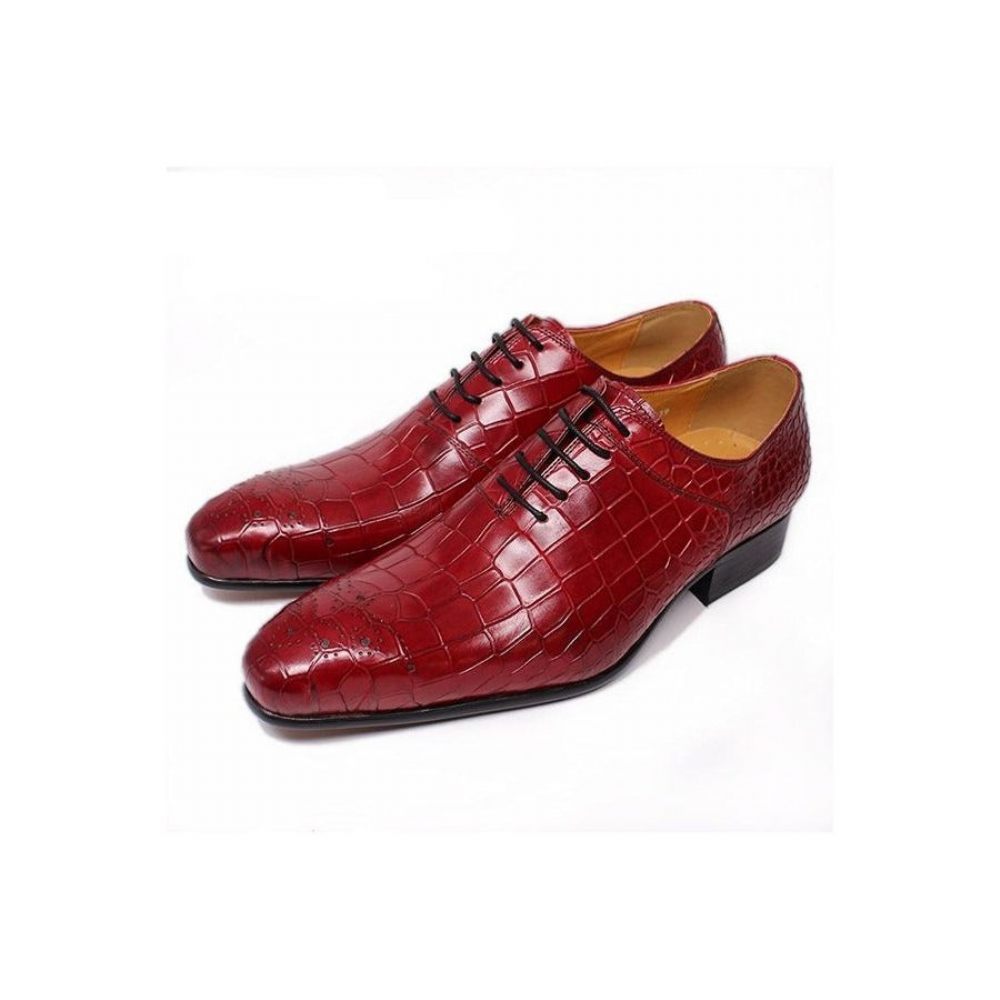 Chaussures Formelles Pour Hommes Habillées Opulent Crocprint Oxford - Rouge