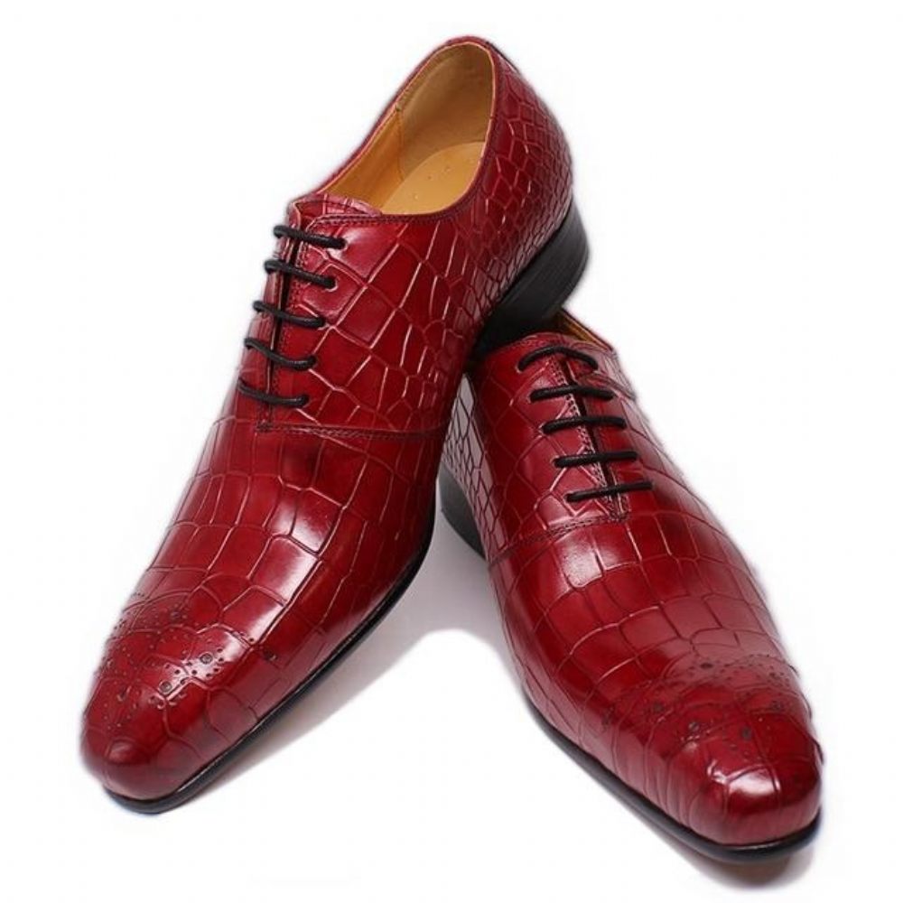 Chaussures Formelles Pour Hommes Habillées Opulent Crocprint Oxford - Rouge