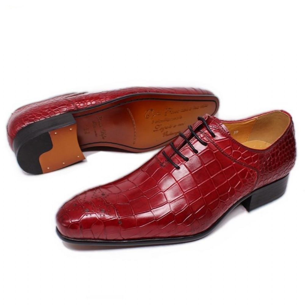 Chaussures Formelles Pour Hommes Habillées Opulent Crocprint Oxford - Rouge