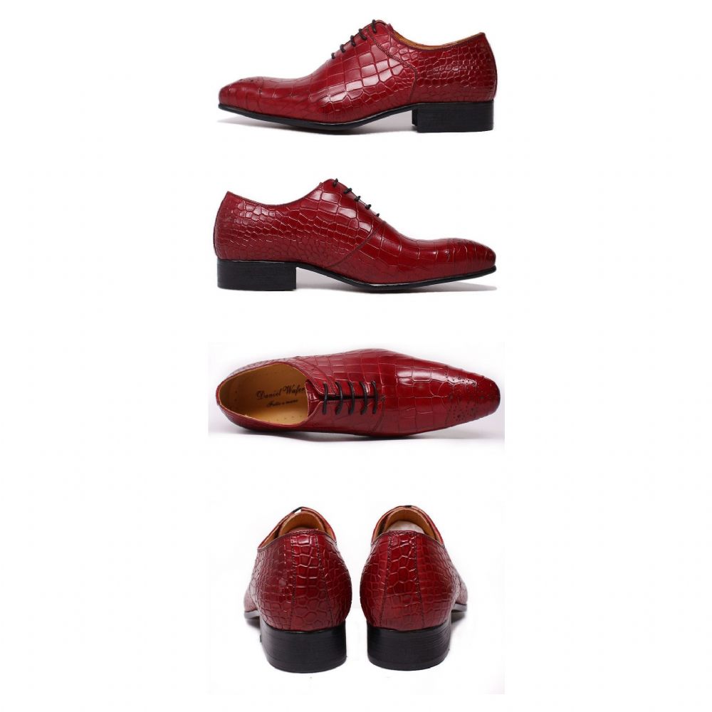 Chaussures Formelles Pour Hommes Habillées Opulent Crocprint Oxford - Rouge