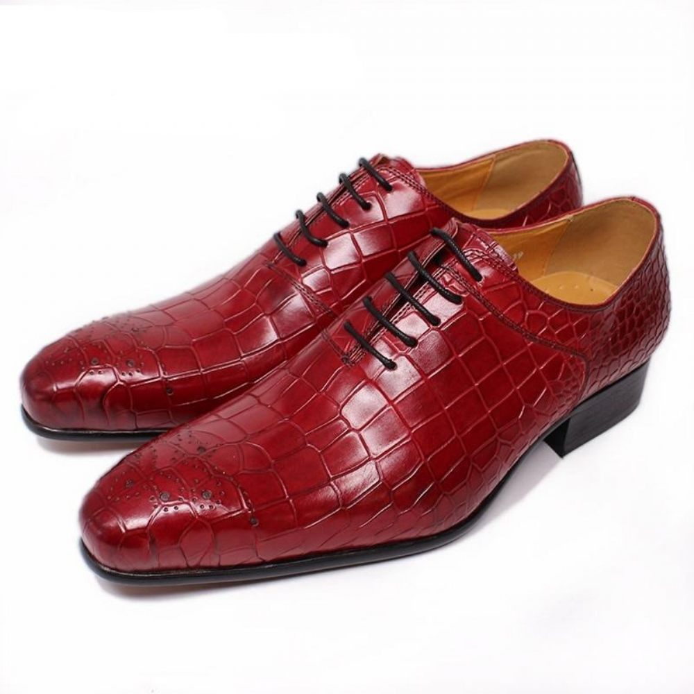 Chaussures Formelles Pour Hommes Habillées Opulent Crocprint Oxford - Rouge