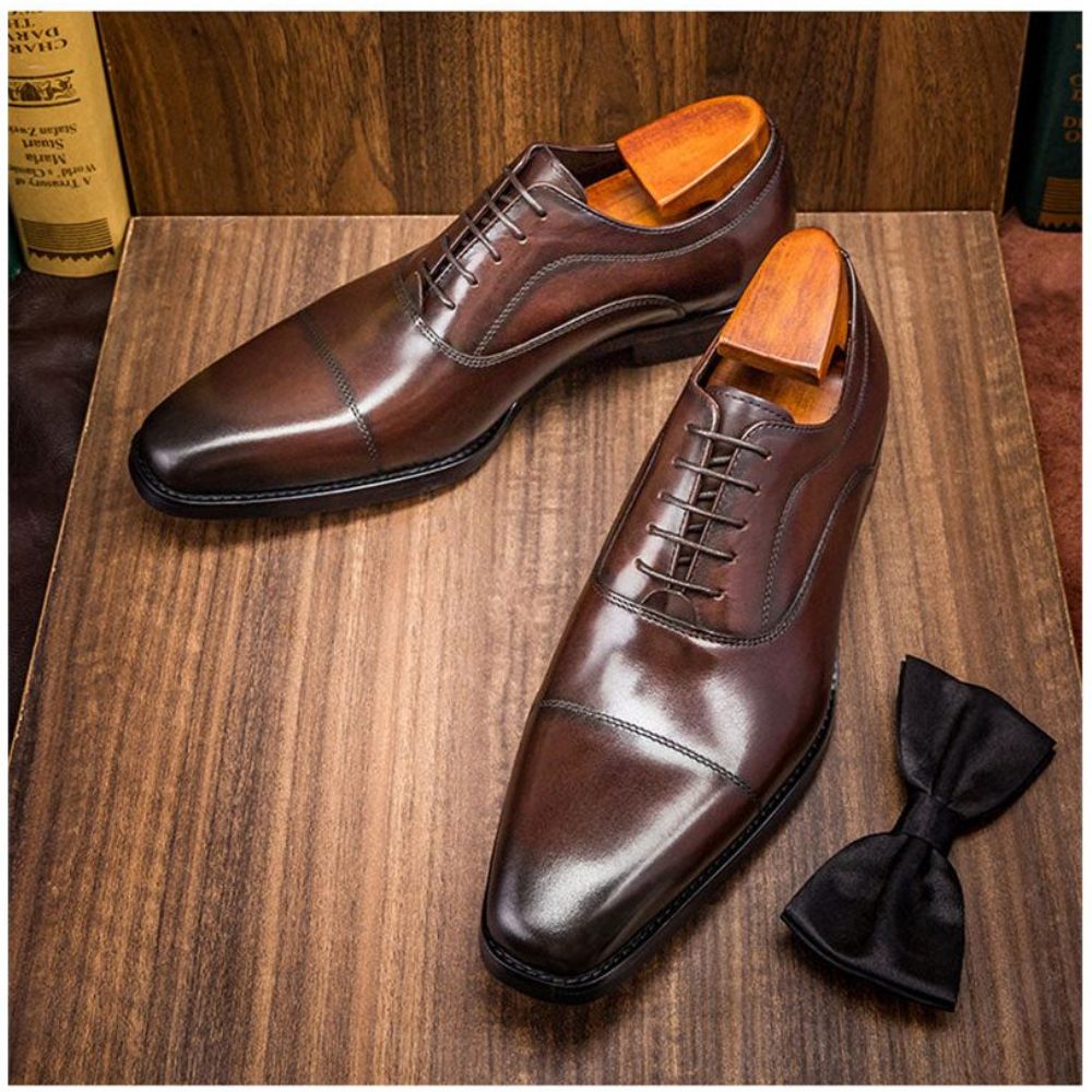 Chaussures Formelles Pour Hommes Habillées Opulentes À Motif Exotique Oxford - Café