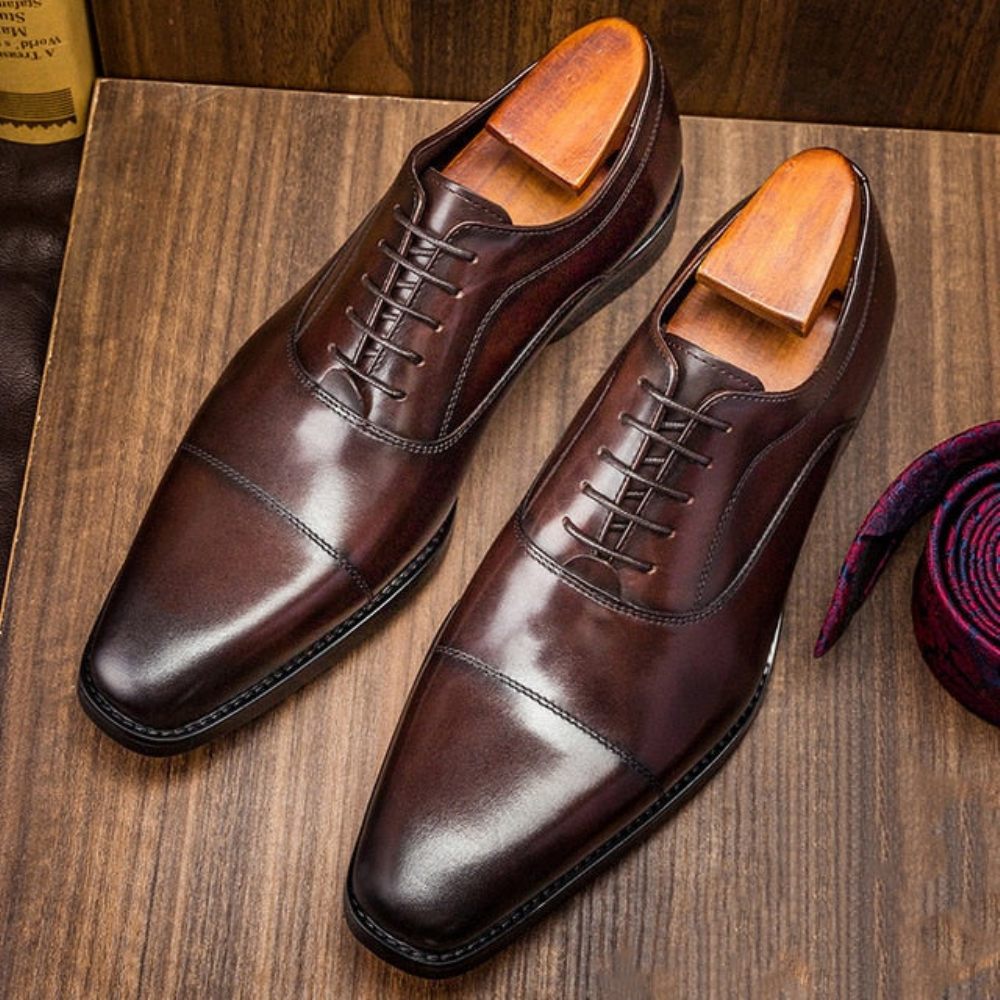 Chaussures Formelles Pour Hommes Habillées Opulentes À Motif Exotique Oxford - Café