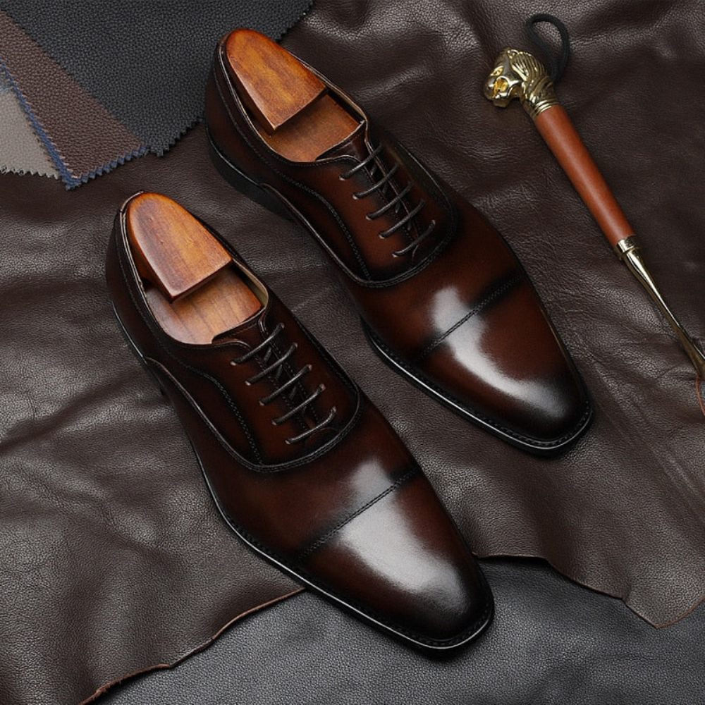 Chaussures Formelles Pour Hommes Habillées Opulentes À Motif Exotique Oxford - Café