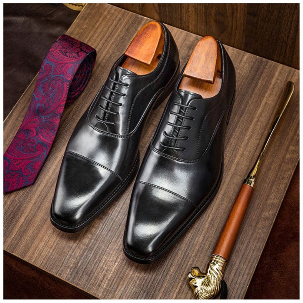 Chaussures Formelles Pour Hommes Habillées Opulentes À Motif Exotique Oxford - Noir