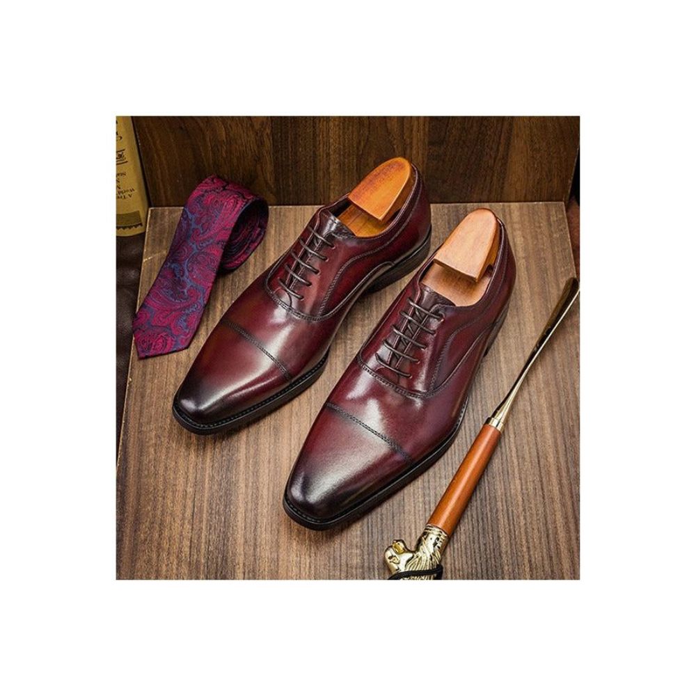 Chaussures Formelles Pour Hommes Habillées Opulentes À Motif Exotique Oxford - Rouge