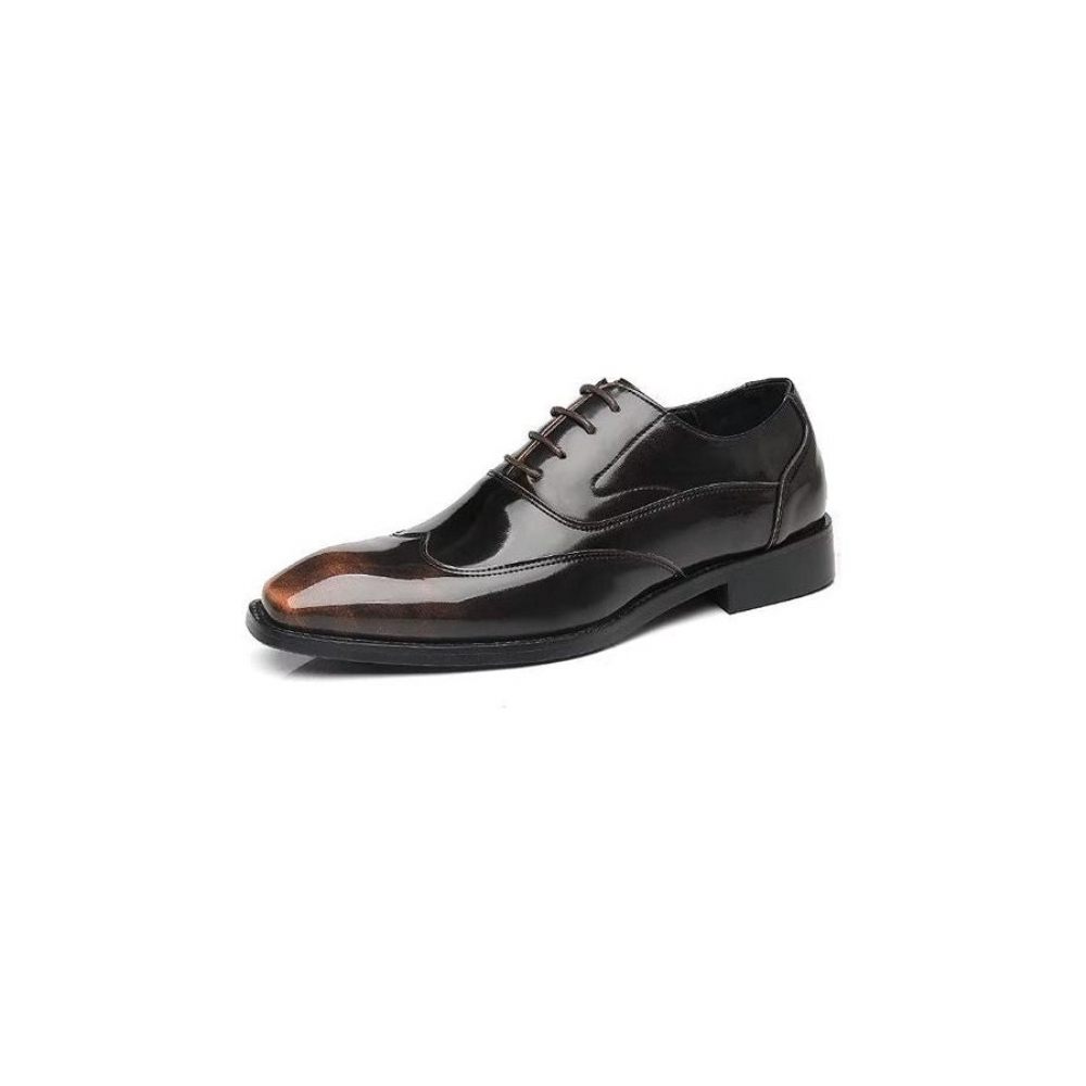 Chaussures Formelles Pour Hommes Habillées Oxford À Bout Pointu Microfibre Gaufrée Opulentes - Café