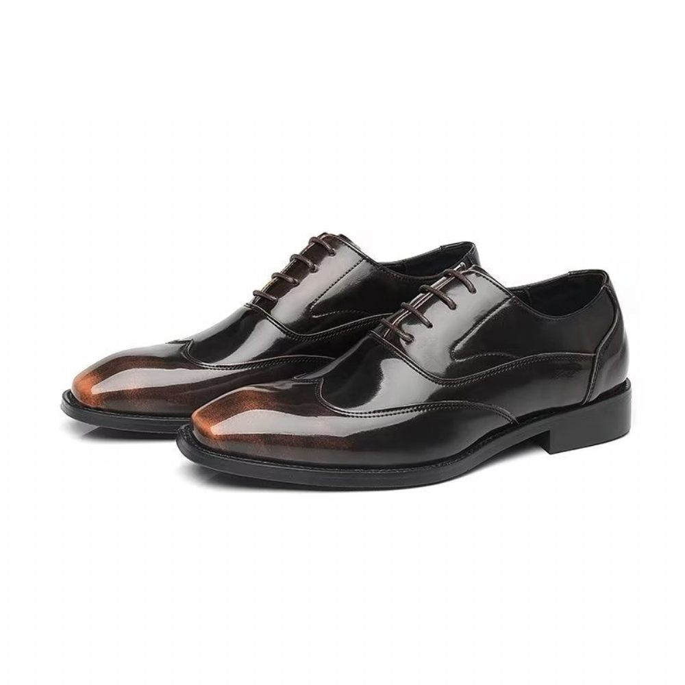 Chaussures Formelles Pour Hommes Habillées Oxford À Bout Pointu Microfibre Gaufrée Opulentes - Café