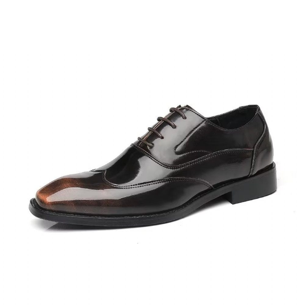 Chaussures Formelles Pour Hommes Habillées Oxford À Bout Pointu Microfibre Gaufrée Opulentes - Café