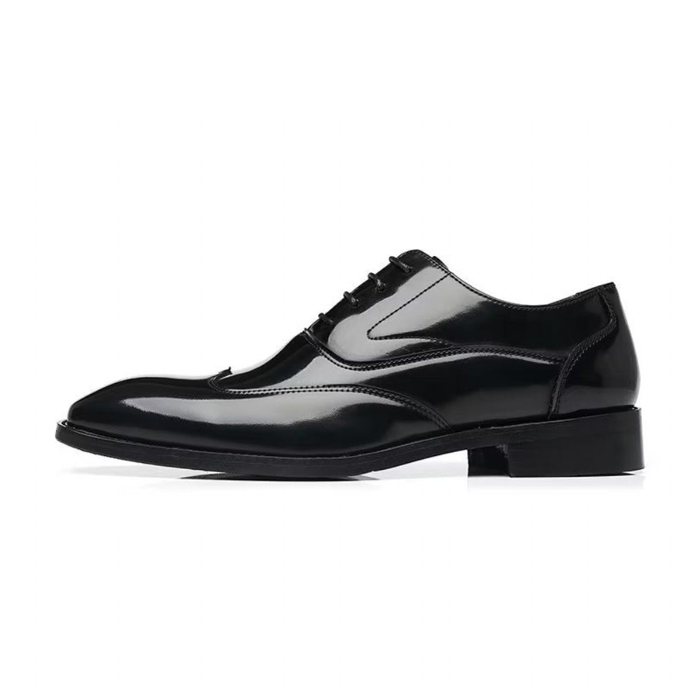 Chaussures Formelles Pour Hommes Habillées Oxford À Bout Pointu Microfibre Gaufrée Opulentes - Noir