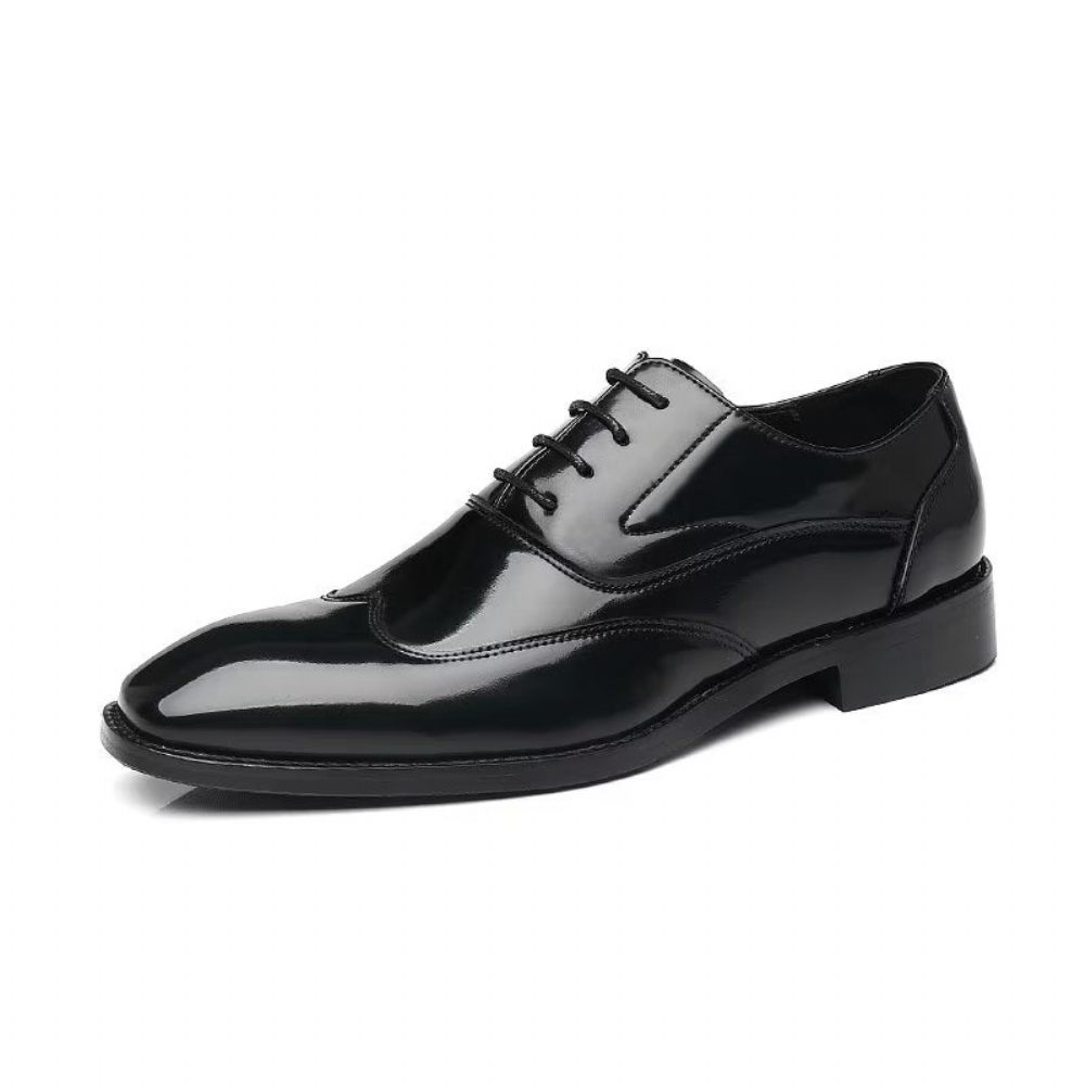 Chaussures Formelles Pour Hommes Habillées Oxford À Bout Pointu Microfibre Gaufrée Opulentes - Noir