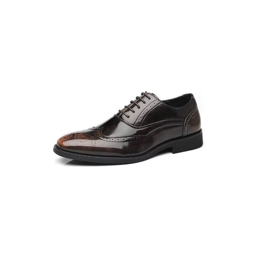 Chaussures Formelles Pour Hommes Habillées Oxford À Bout Pointu Opulentes - Café