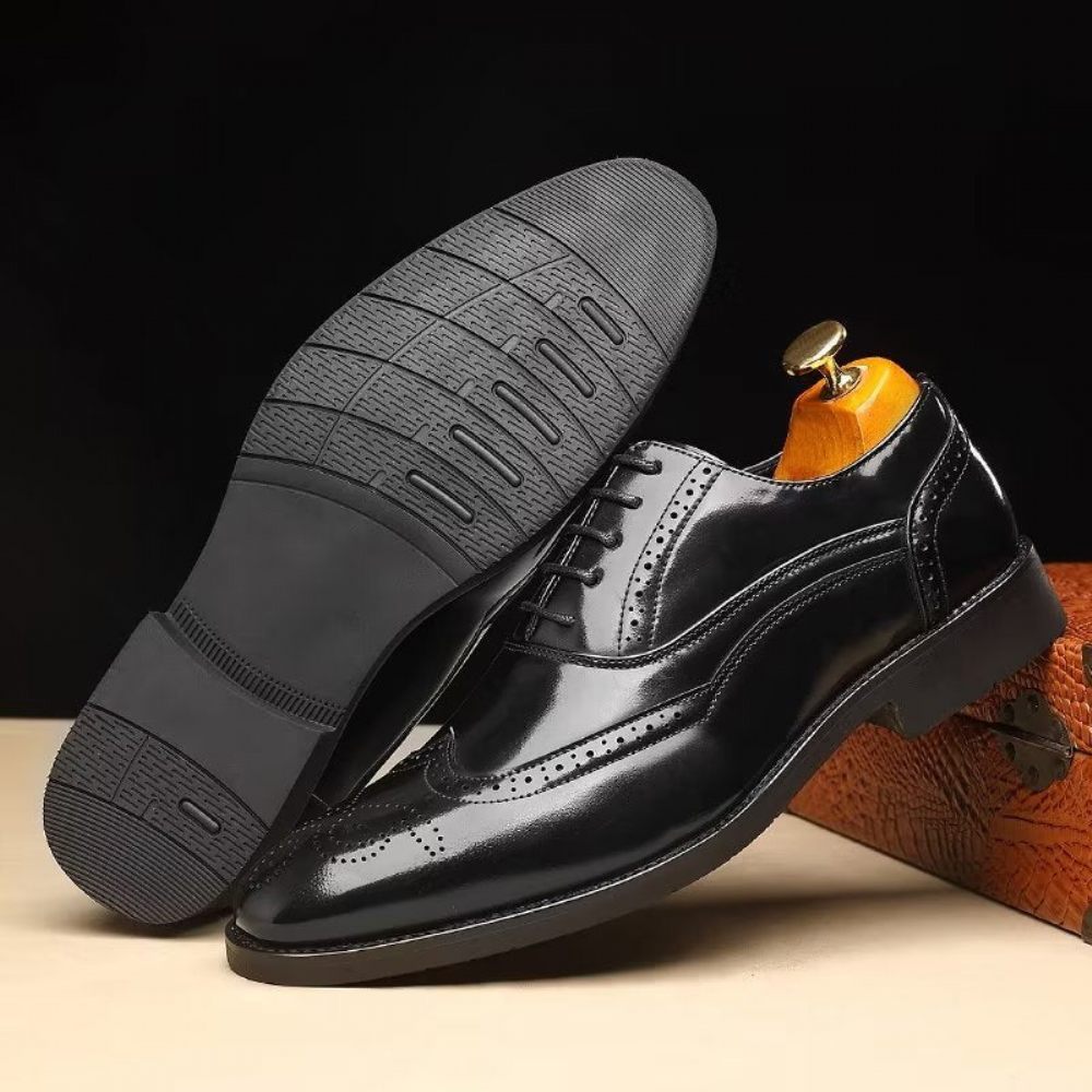 Chaussures Formelles Pour Hommes Habillées Oxford À Bout Pointu Opulentes - Noir