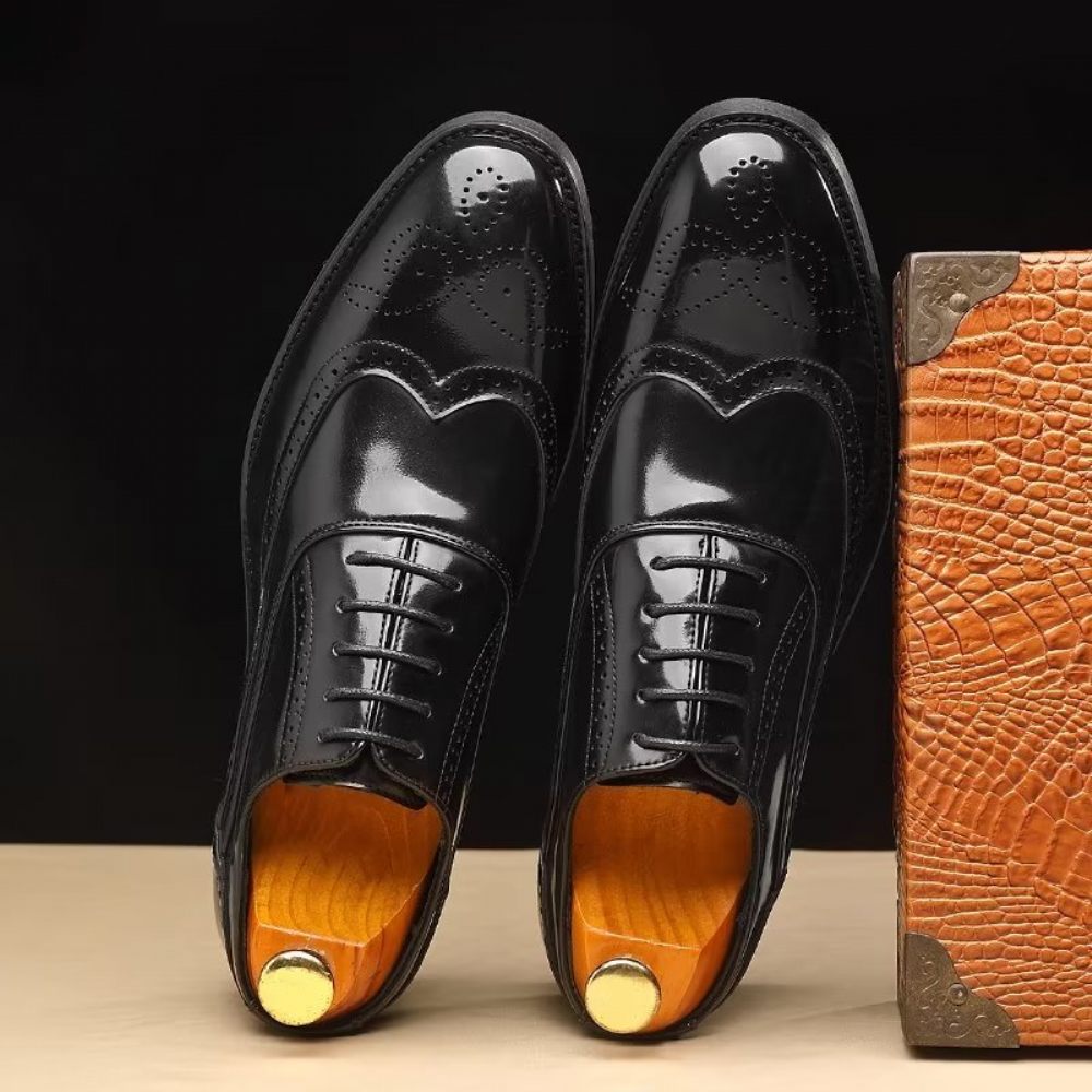 Chaussures Formelles Pour Hommes Habillées Oxford À Bout Pointu Opulentes - Noir