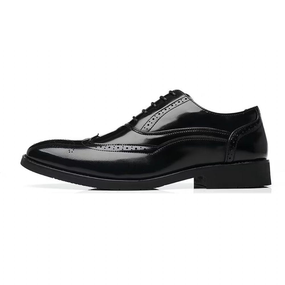 Chaussures Formelles Pour Hommes Habillées Oxford À Bout Pointu Opulentes - Noir