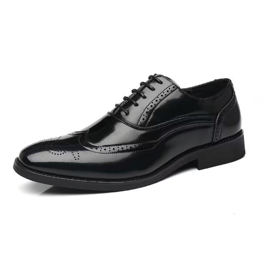 Chaussures Formelles Pour Hommes Habillées Oxford À Bout Pointu Opulentes - Noir