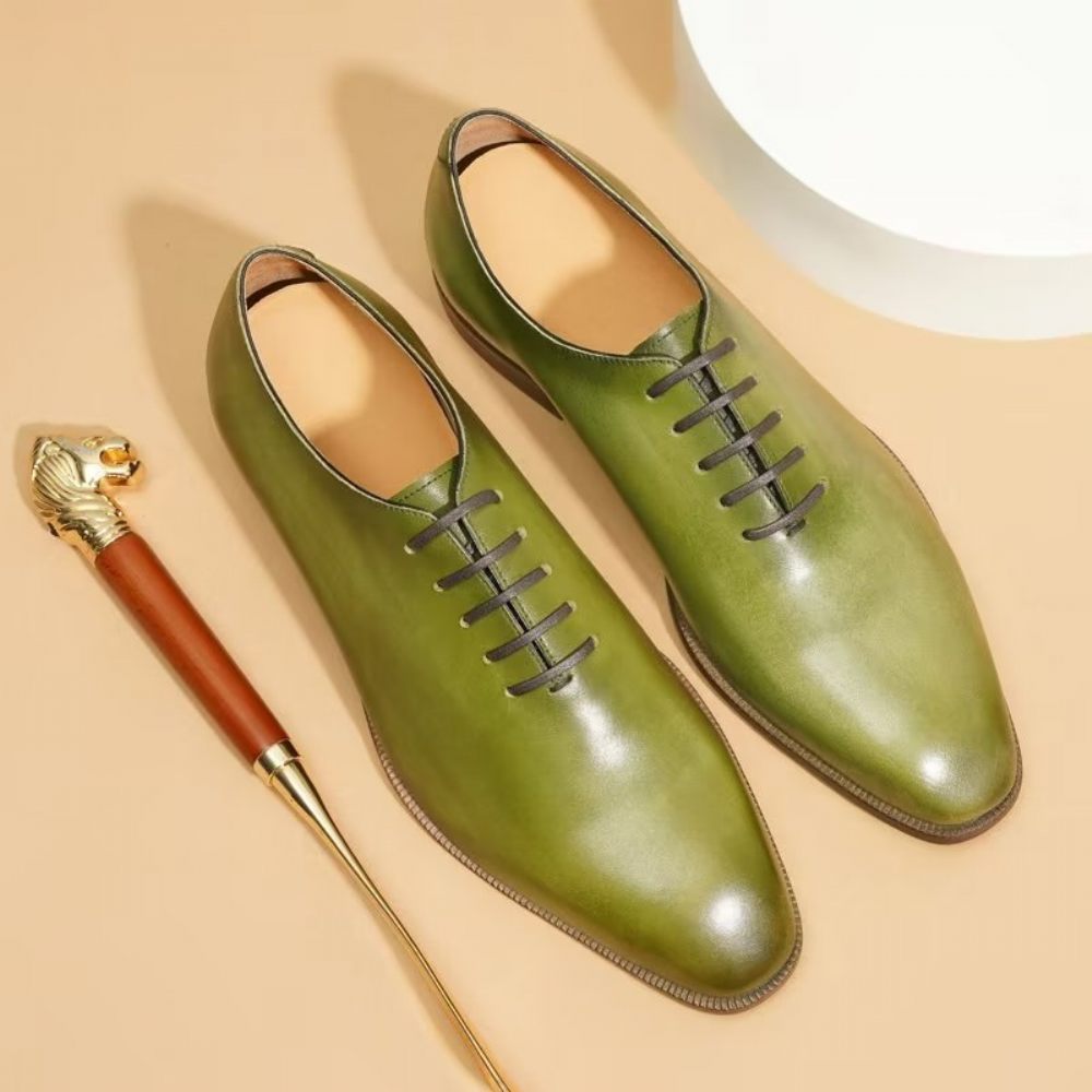 Chaussures Formelles Pour Hommes Habillées Oxford À Bout Rond Exotiques Opulentes - Vert