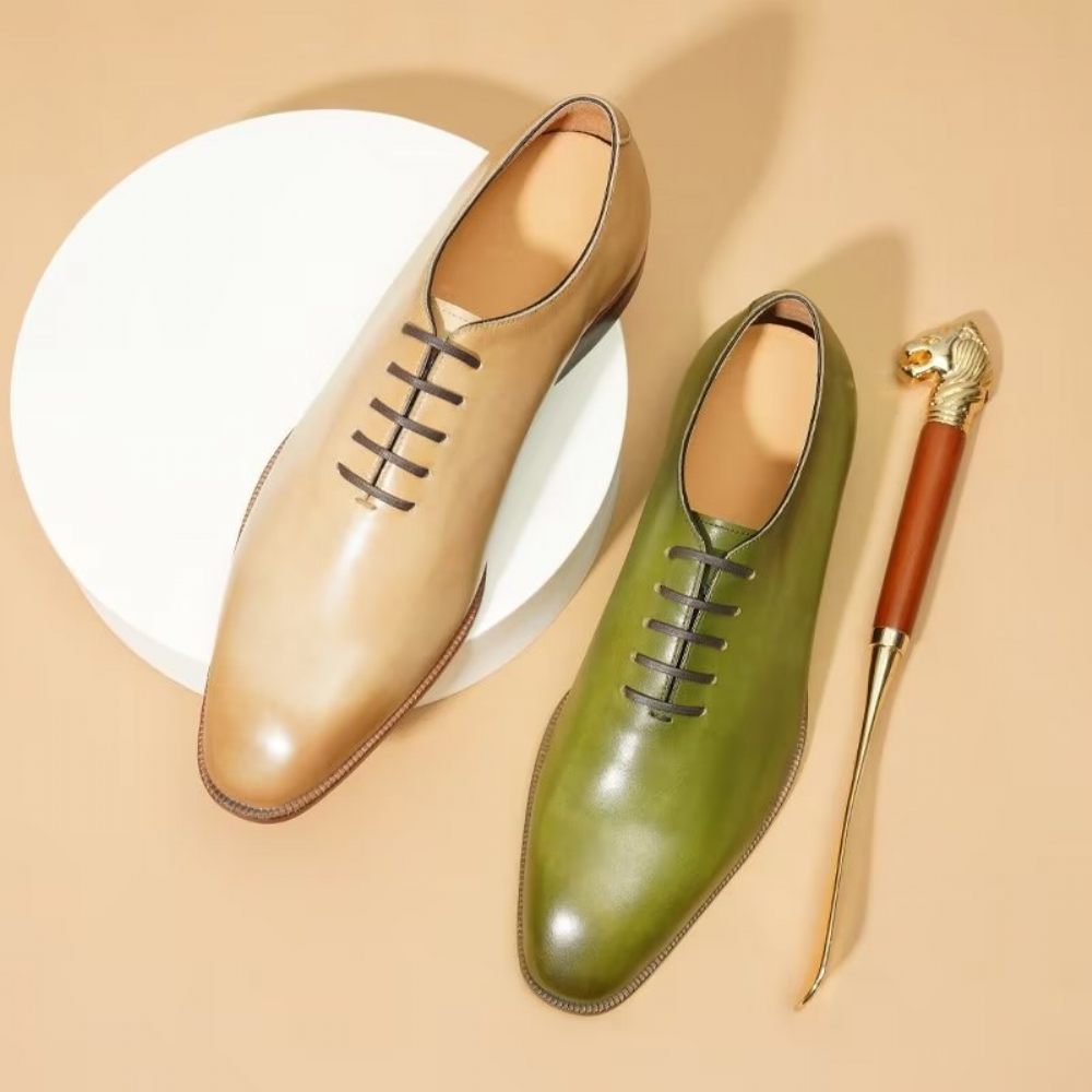 Chaussures Formelles Pour Hommes Habillées Oxford À Bout Rond Exotiques Opulentes - Vert