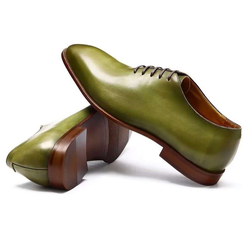 Chaussures Formelles Pour Hommes Habillées Oxford À Bout Rond Exotiques Opulentes - Vert