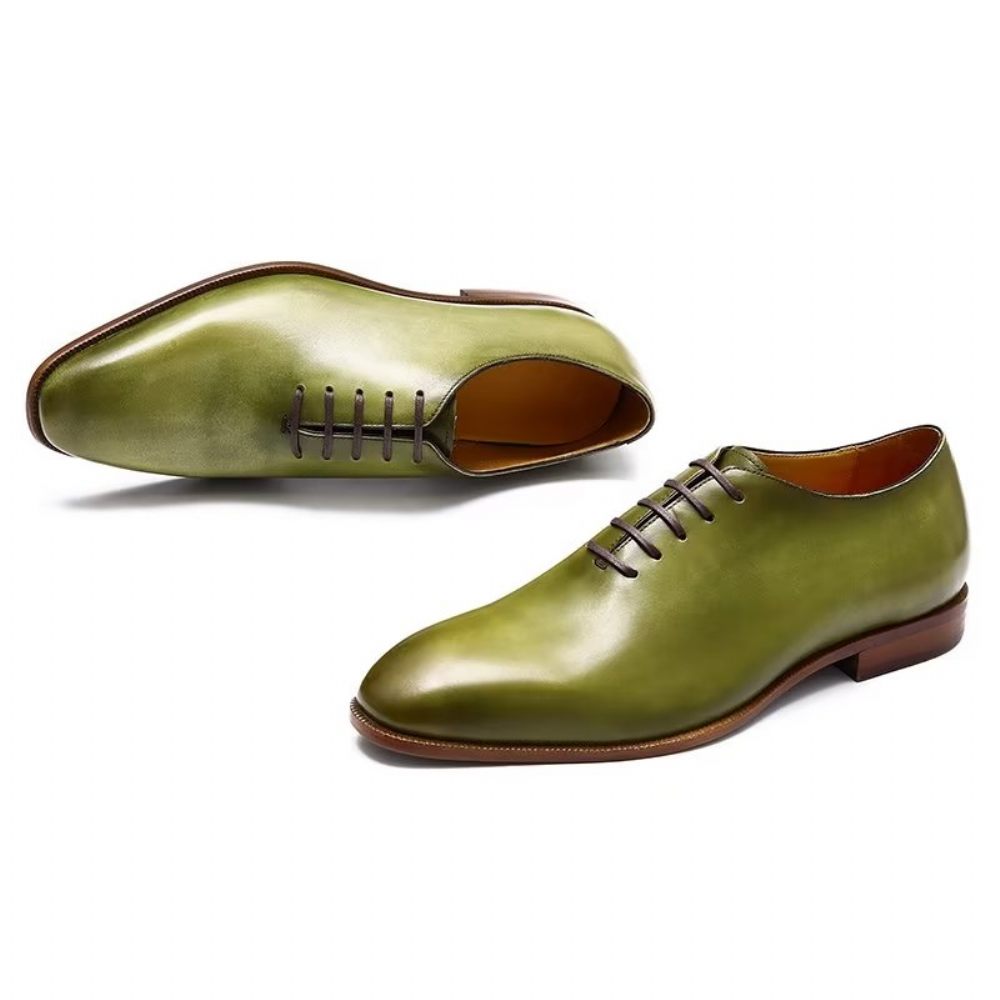 Chaussures Formelles Pour Hommes Habillées Oxford À Bout Rond Exotiques Opulentes - Vert