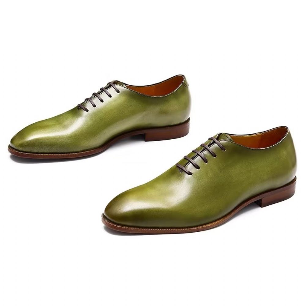 Chaussures Formelles Pour Hommes Habillées Oxford À Bout Rond Exotiques Opulentes - Vert