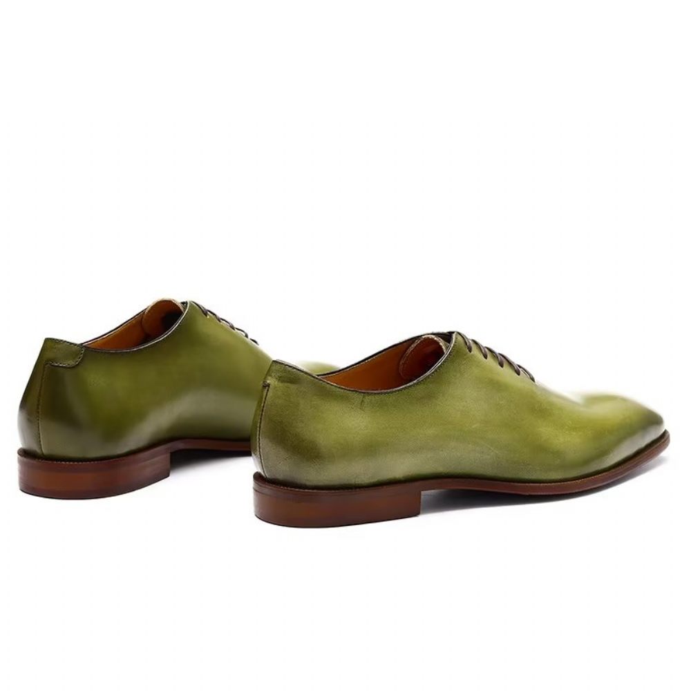 Chaussures Formelles Pour Hommes Habillées Oxford À Bout Rond Exotiques Opulentes - Vert