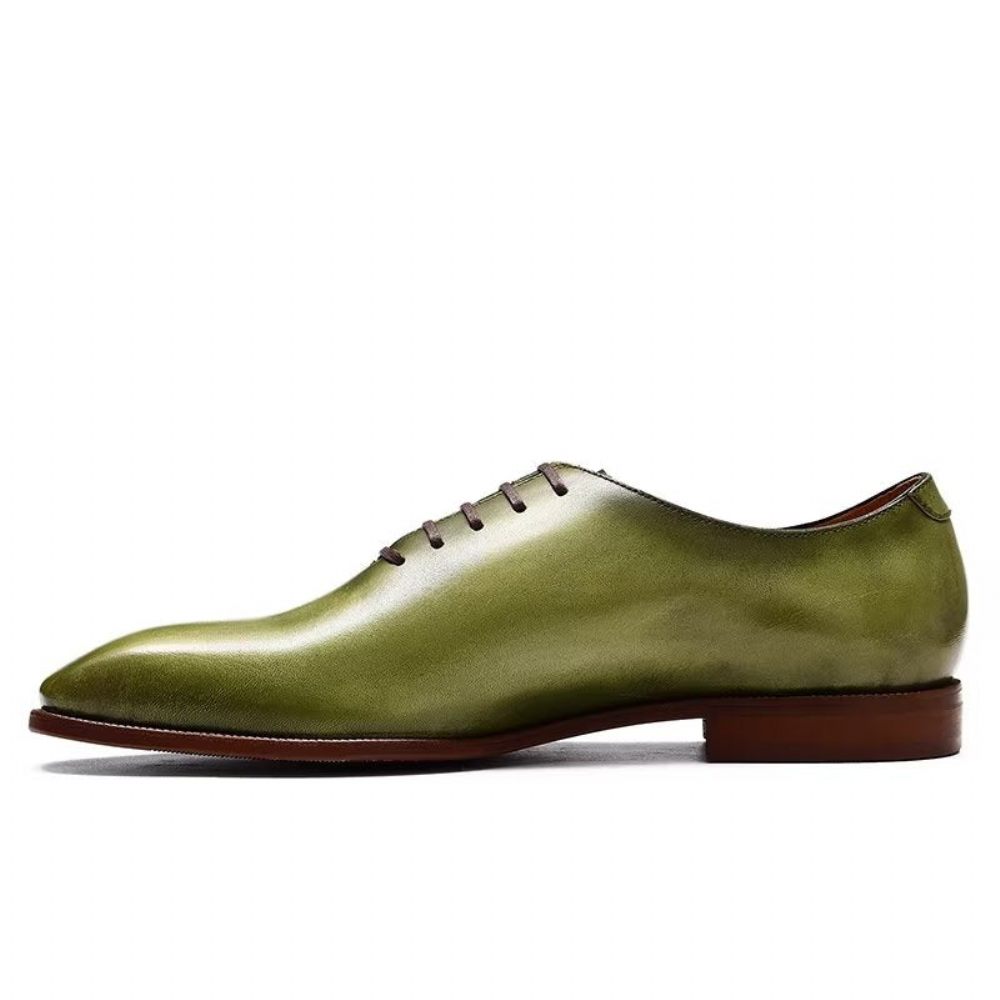 Chaussures Formelles Pour Hommes Habillées Oxford À Bout Rond Exotiques Opulentes - Vert