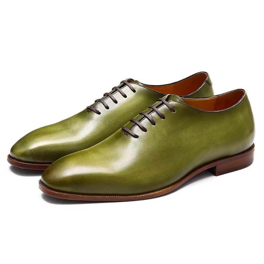 Chaussures Formelles Pour Hommes Habillées Oxford À Bout Rond Exotiques Opulentes - Vert