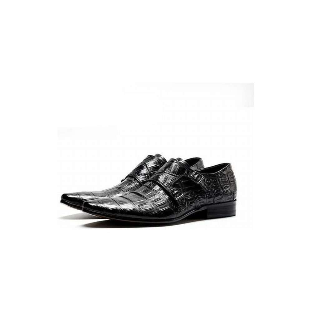 Chaussures Formelles Pour Hommes Habillées Oxford À Bracelet Cuir Crocodile Opulent