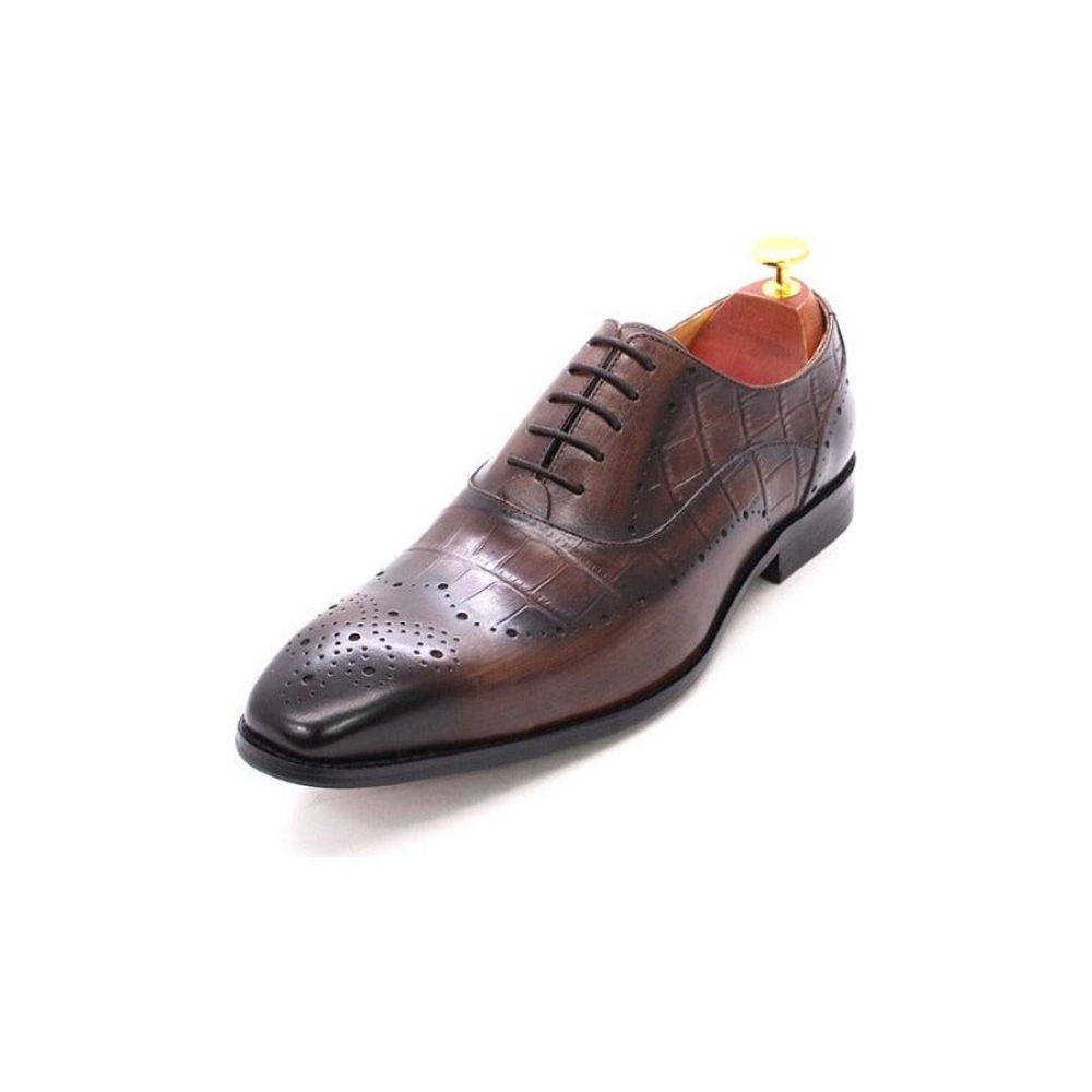 Chaussures Formelles Pour Hommes Habillées Oxford Brogue Cuir Crocodile Luxe