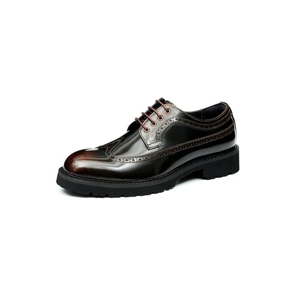 Chaussures Formelles Pour Hommes Habillées Oxford Brogue Luxe - Café