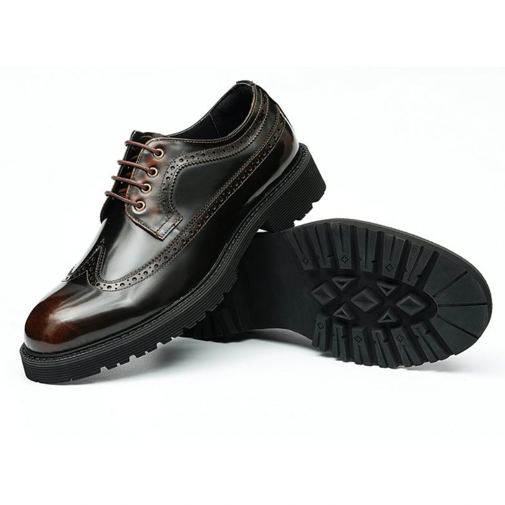 Chaussures Formelles Pour Hommes Habillées Oxford Brogue Luxe - Café