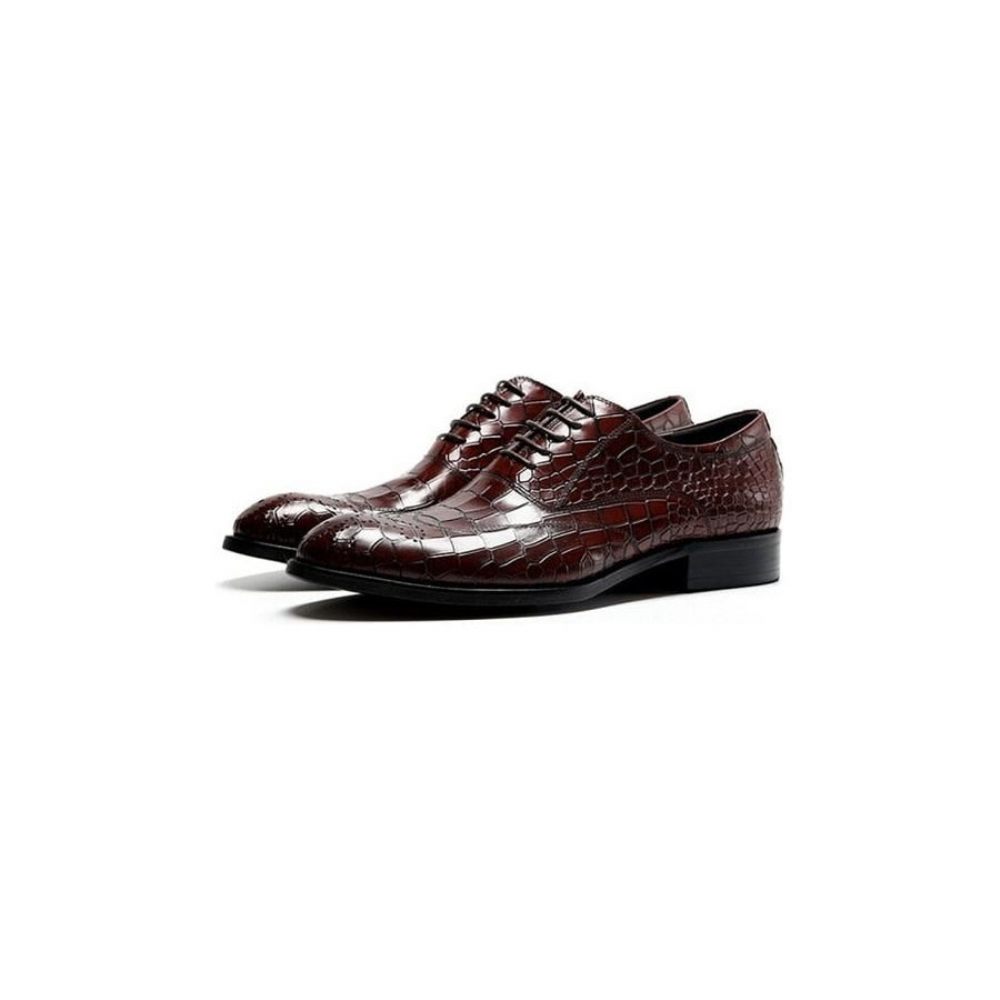 Chaussures Formelles Pour Hommes Habillées Oxford Classiques À Lacets - Rouge