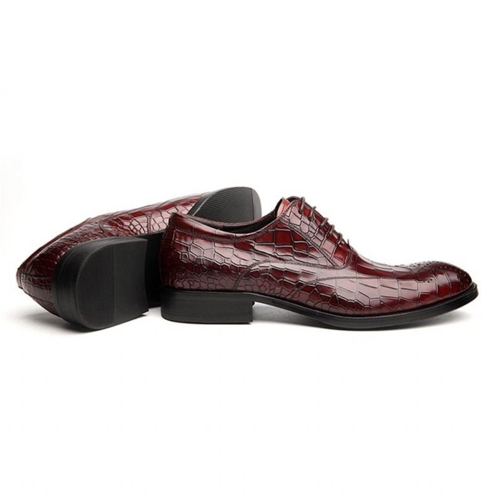 Chaussures Formelles Pour Hommes Habillées Oxford Classiques À Lacets - Rouge