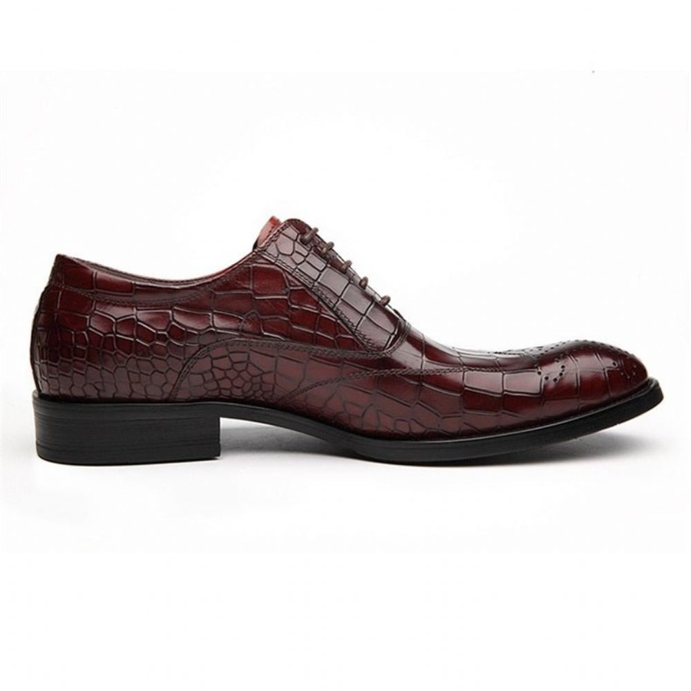 Chaussures Formelles Pour Hommes Habillées Oxford Classiques À Lacets - Rouge