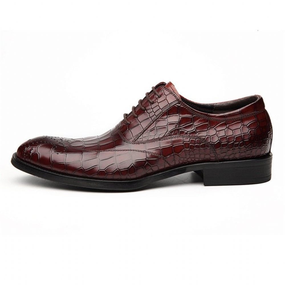 Chaussures Formelles Pour Hommes Habillées Oxford Classiques À Lacets - Rouge