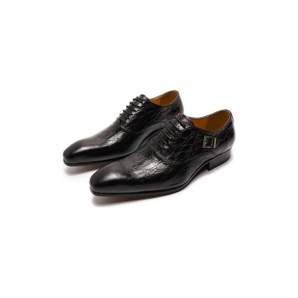 Chaussures Formelles Pour Hommes Habillées Oxford Cuir À Bout Pointu - Noir