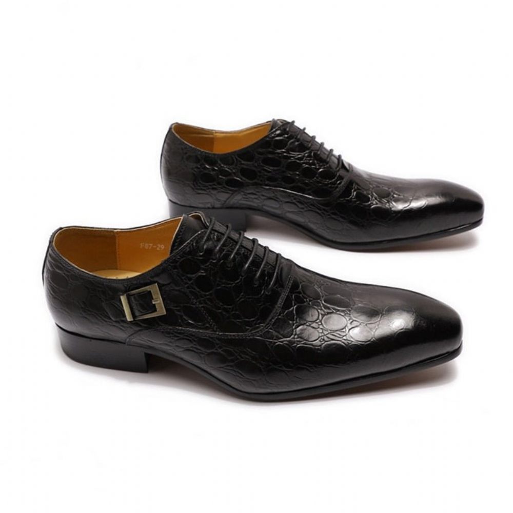 Chaussures Formelles Pour Hommes Habillées Oxford Cuir À Bout Pointu - Noir